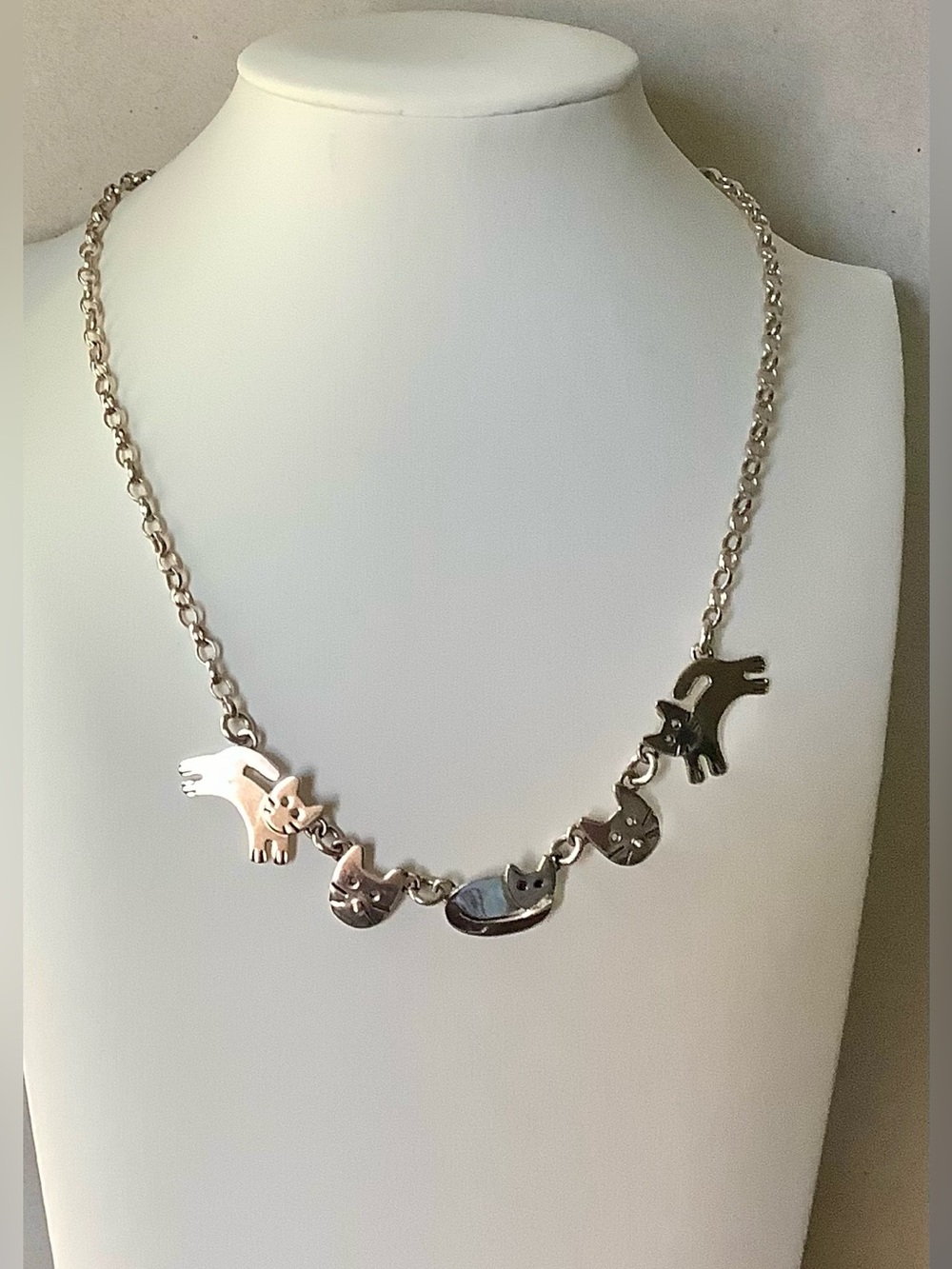 Anne and Jane Sterling Silver Cat Charm Necklace - Women's Jewelry